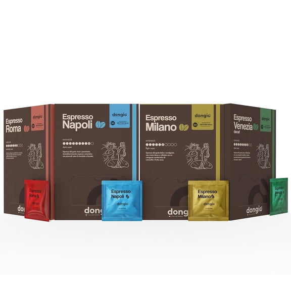 Dongio Caffe Variety Pack – ESE 44mm Espresso Pods, Assorted Italian Blends, 200 Count