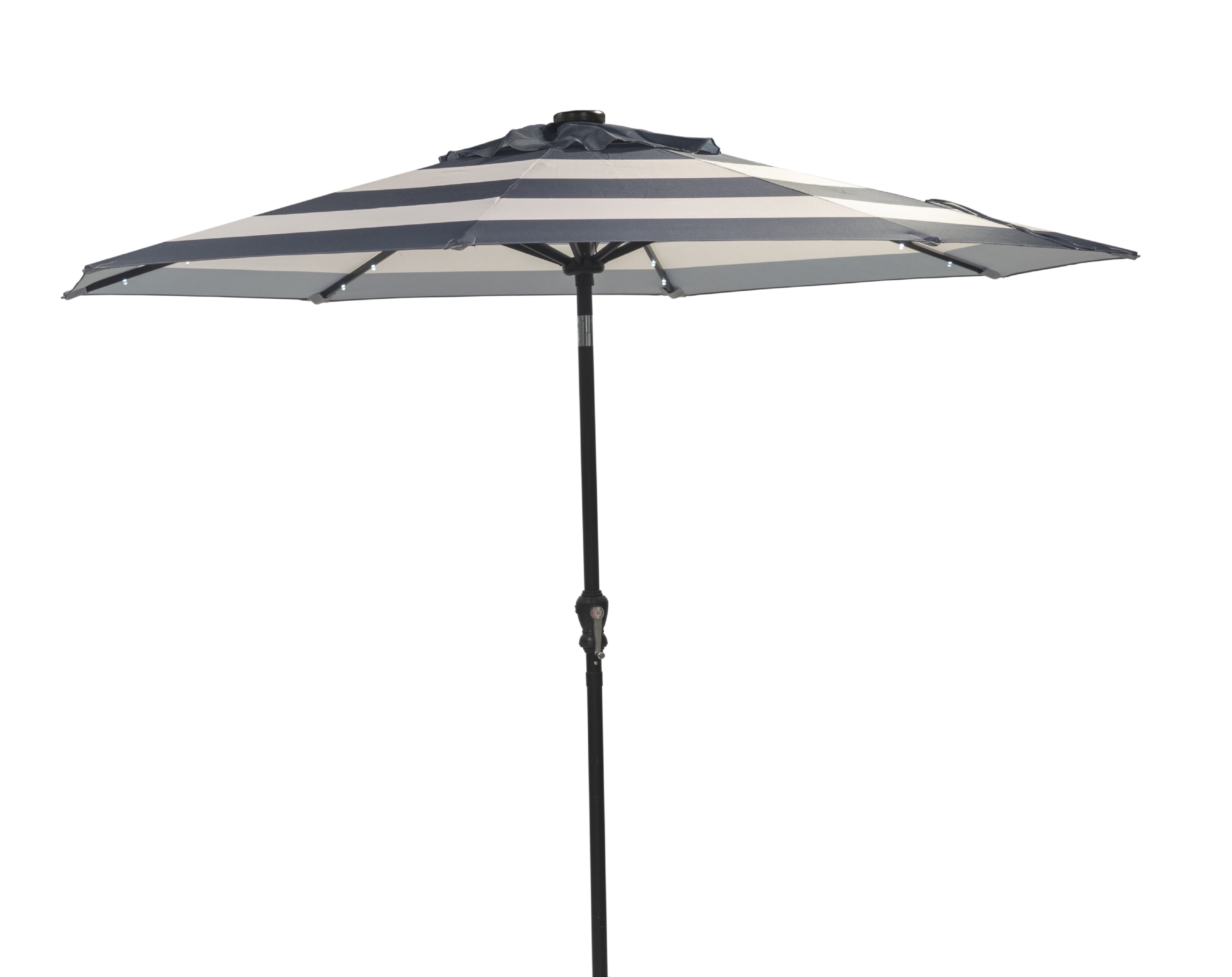 Donglin 93.5" Gray and White Octagon Market and Lighted Patio Umbrella with Solar Lights