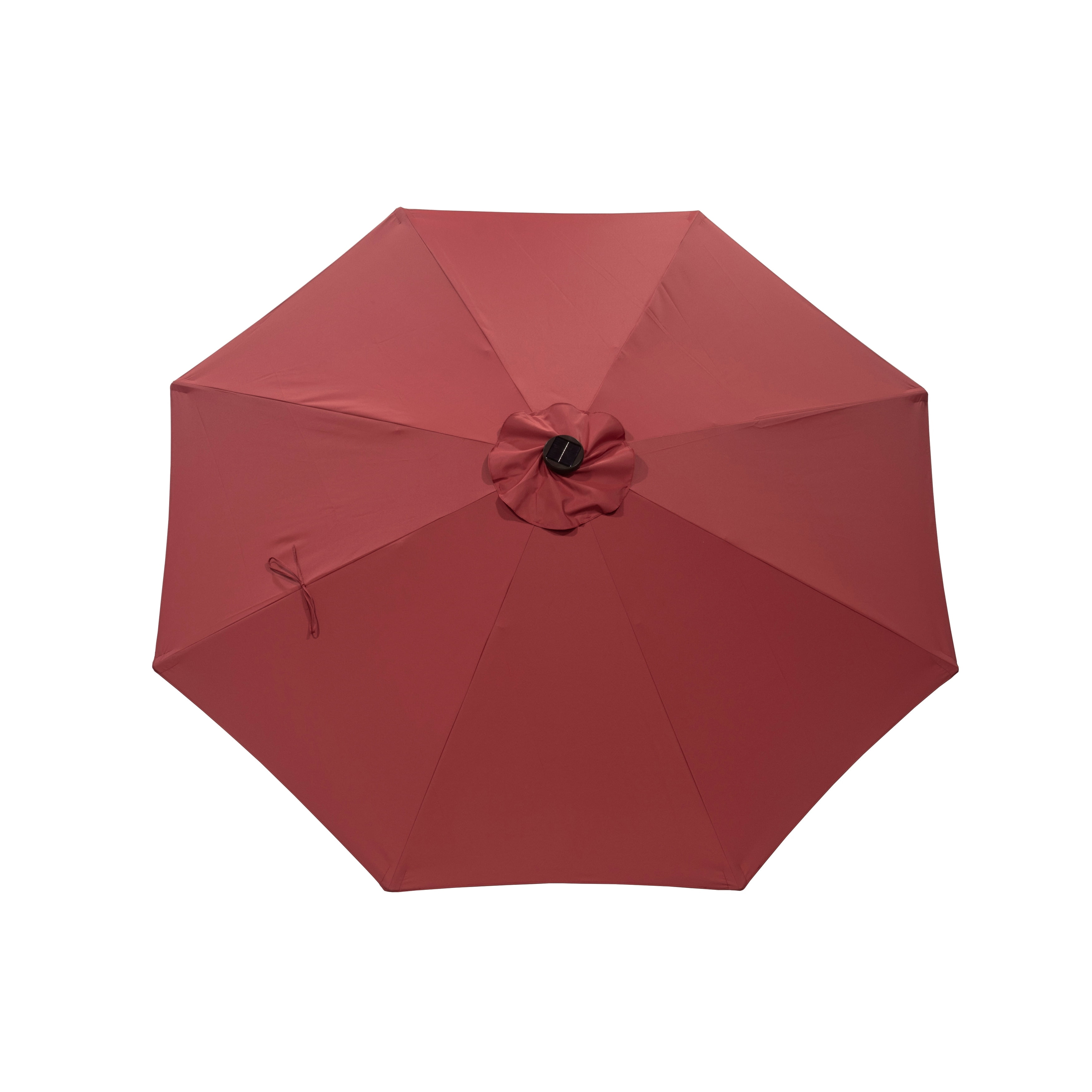 Donglin Furniture 9 ft. Aluminum Market Solar Outdoor Patio Umbrella in Red Red