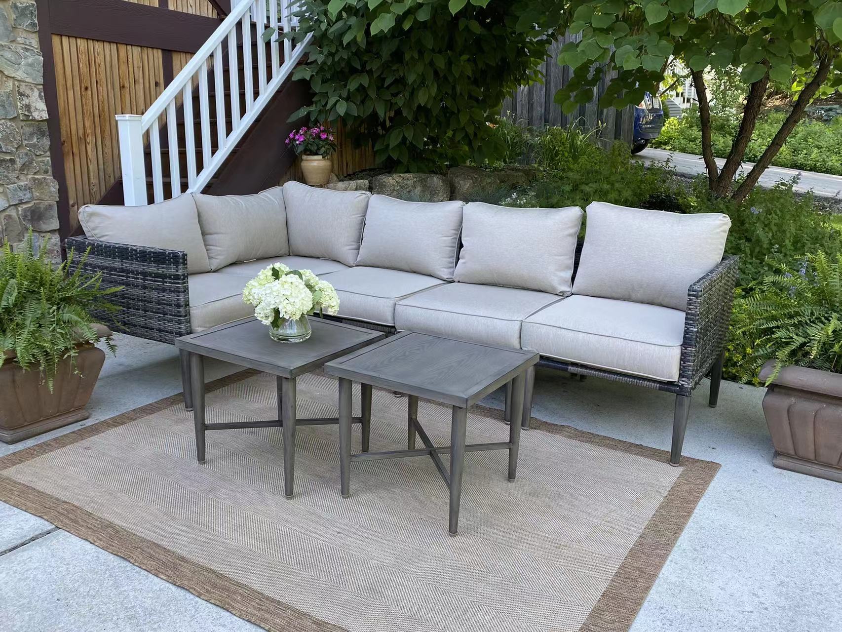 Donglin Outdoor Patio Furniture Sutton Creek 7-Piece Steel Sectional Sofa PE Wicker Rattan Set,Gray - image 1 of 16