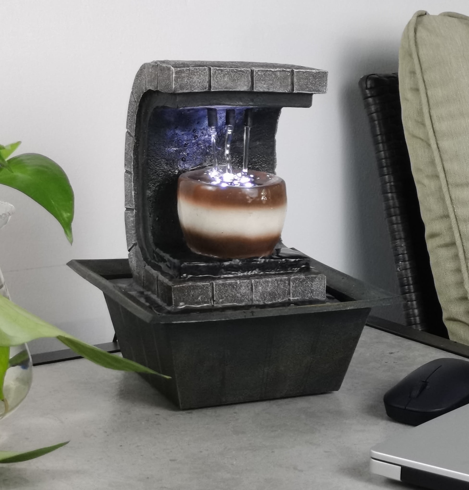 Donglin Tabletop Water Fountain with LED Light