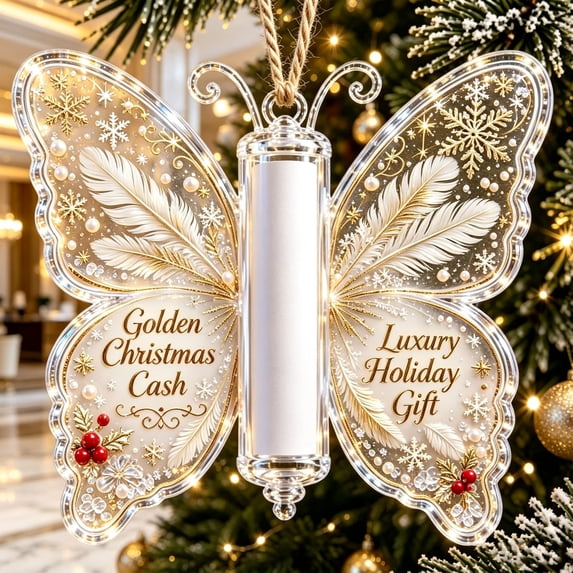 Dongrens Christmas Cash Gift Butterfly Ornament Money Holder for Tree Decorations