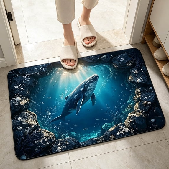 Dongrens Diatomaceous Sea Animal Doormat, Quick Dry Bath Mat, Non-Slip Floor Rug for Bathroom, Indoor Entry, Coastal Room Decor