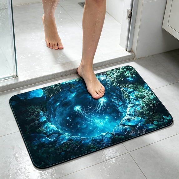Dongrens Diatomaceous Sea Animal Doormat, Quick Dry Bath Mat, Non-Slip Floor Rug for Bathroom, Indoor Entry, Coastal Room Decor