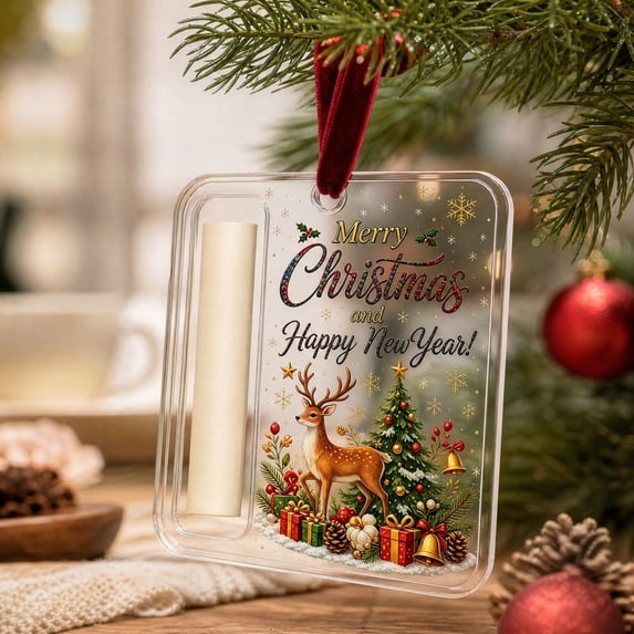 Dongrens Merry Christmas Money Holder Ornament, Clear Acrylic Cash Hanging Decorations for Holiday Gifting