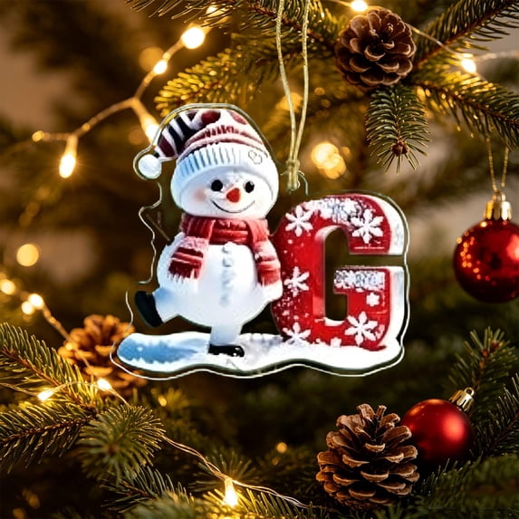Dongrens Snowman Christmas Ornaments, Cute Flat Christmas Tree Letter Decoration, G