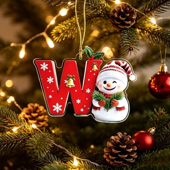Dongrens Snowman Christmas Ornaments, Cute Flat Christmas Tree Letter Decoration, W