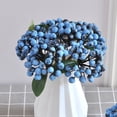 thumbnail image 1 of Dongrere 1 Pc Artificial Berry Stem, Faux Winter Holly Fruit Sprigs with Green Leaves, Vase Filler for Farmhouse Holiday Table Decor, 9.5 Inch, Blue, 1 of 6