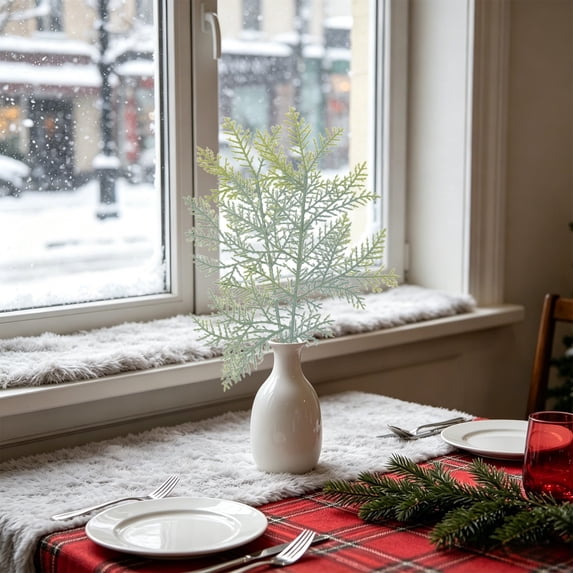 Dongrere 1 Pc Artificial Greenery Stems Fake Pick for Vase Arrangement Wreath DIY Winter Indoor Decor, A