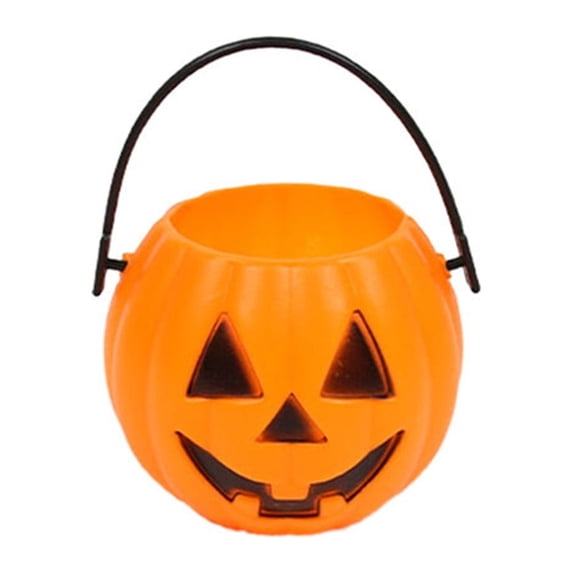 Dongrere 1 Pc Mini Plastic Pumpkin Bucket, Portable Candy Holder Container for Halloween Outdoor Party Favor Use, 2.4x2.5 Inch