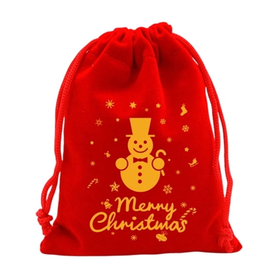Dongrere 10 Pcs Red Velvet Drawstring Gift Pouches, Mini Candy Treat Bags for Christmas Party Favor Holiday Use, 7.8x5.9 Inch, E