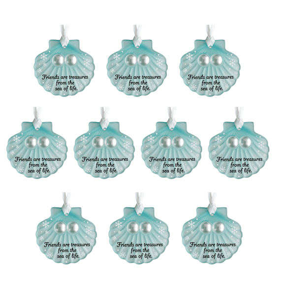 Dongrere 10 Pcs Sea Glass Friendship Decor Christmas Ornaments, Coastal Inspired Seaglass Hanging Decor for Xmas Tree Gift, A
