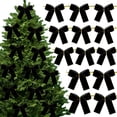 thumbnail image 1 of Dongrere 12 Pcs Velvet Mini Bow Ornaments, Mini Christmas Twist Tie Bows for Christmas Tree Gift Box Holiday Hanging Decor, 3.3 Inch, Black, 1 of 6