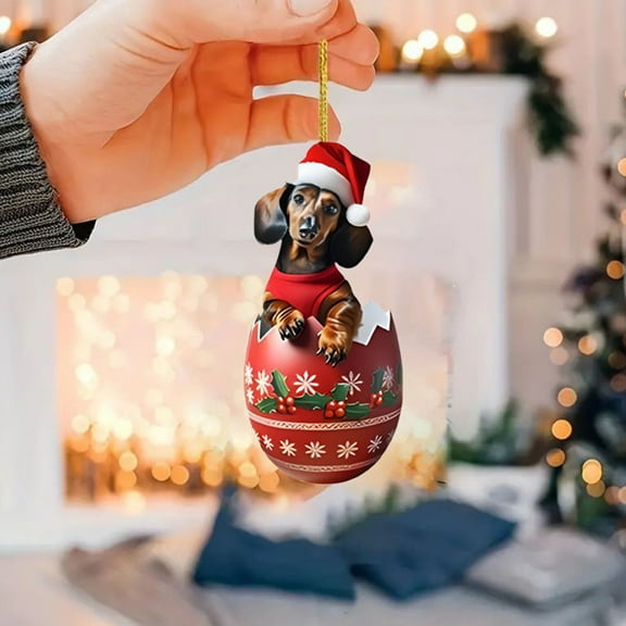 Dongrere 1pcs Acrylic Christmas Ornaments - Dog Tree Decor for Christmas Tree & Car Interior Decoration, Holiday Gift Idea