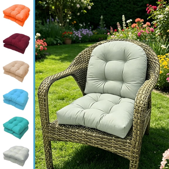 Dongrere 2 Pcs Tufted Chair Cushions, Light Light Seat & Back Pillow, Furniture Cushions for Outdoor Patio Garden Use, 19x19 Inch, White