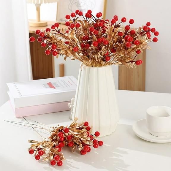 Dongrere 2Pcs Decorative Sticks for Vase Christmas Tree Picks Realistic Foam Christmas Floral Stems for DIY Holiday Arrangements, Centerpieces, and Tree Decor