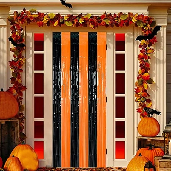 Dongrere 2Pcs Streamers Curtain for Party Decoration Door Streamers for Birthday Decoration Glitter Streamer Backdrops for Halloween