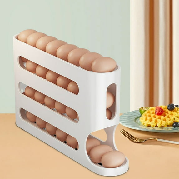 Dongrere 4-Tier Egg Storage for Refrigerator Eggs Dispenser Rack for Countertop Storage Rolling Egg Holder for Kitchen