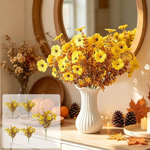 Dongrere 5 Pcs Artificial Fall Flower Stems, Autumn Fake Floral Picks ...