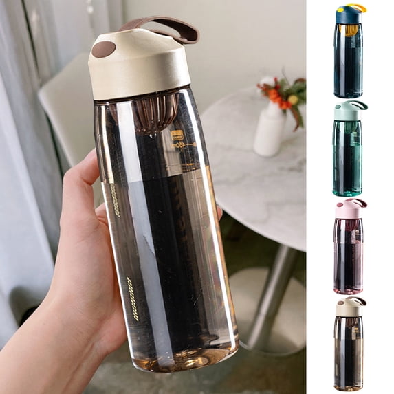 Dongrere 550ml Sports Water Bottle, Portable Filter Cup with Built In Mixing Grids, Transparent Bottle for Workout Sport Travel, Yellow