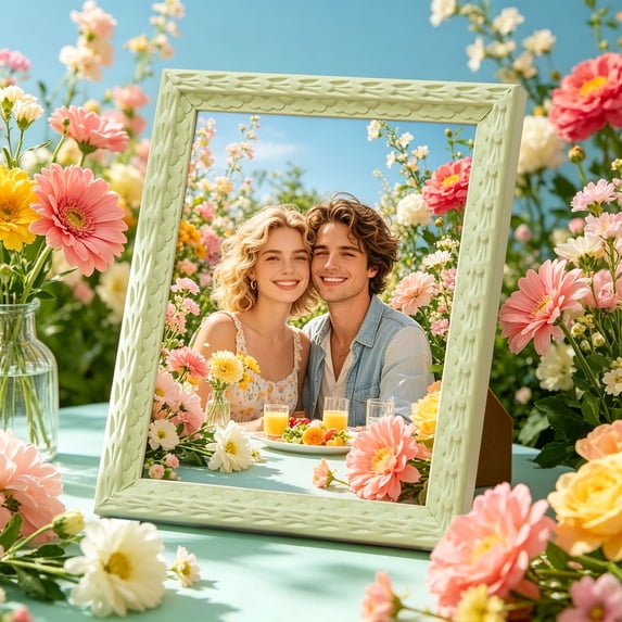 Dongrere 5x7 Inch Picture Frame Vertical Tabletop Standing Display Frame for Family Wedding Portrait Home Bedroom Desk Shelf Decor, Green