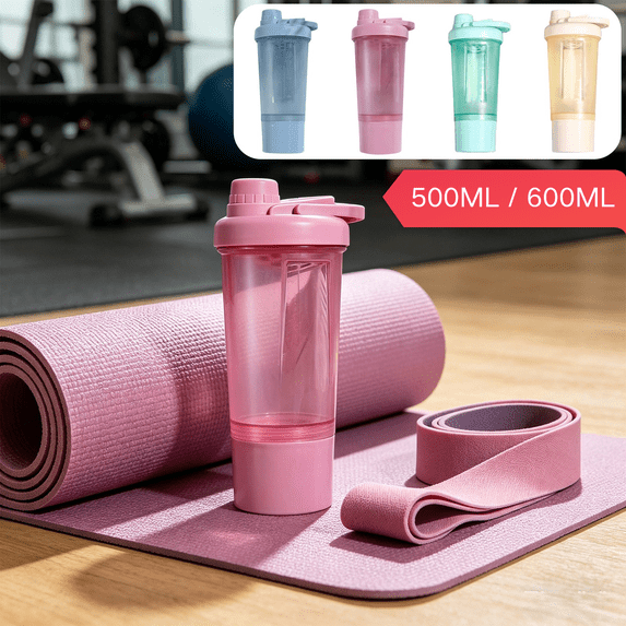 Dongrere 600ML Plastic Shaker Bottle with Twist Cap, Protein Shaker Bottle Leak-Proof Sport Bottle for Gym Travel Use, Blue