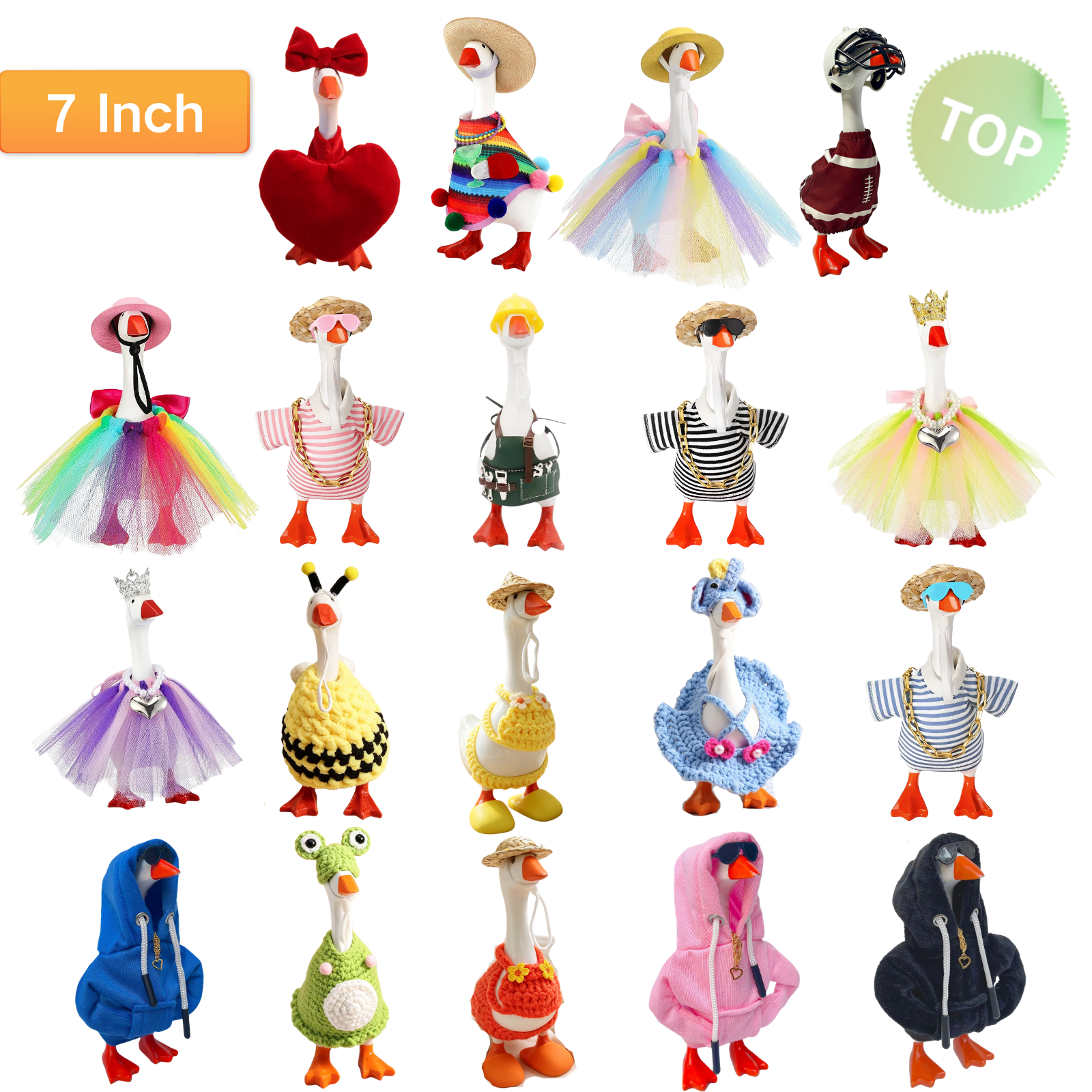 Dongrere 7 Inch Desk Goose Outfits Mini Desktop Goose Clothes Worker Themed Goose Outfit Set for Home Desktop Decor