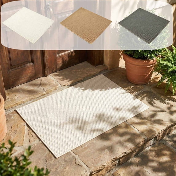 Dongrere Absorbent Doormat Non-Slip Floor Mat Thin Area Rug Washable Floor Mat for Entrance Porch Bathroom Decor, 15x23 Inch, Beige