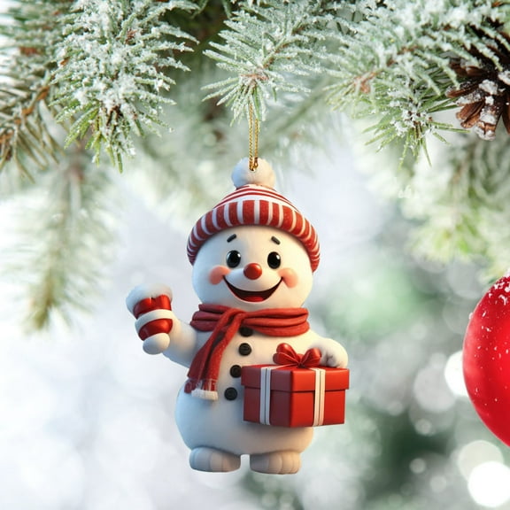 Dongrere Acrylic Snowman Christmas Tree Pendant 2D Snowman Ornaments for Indoor & Outdoor Tree