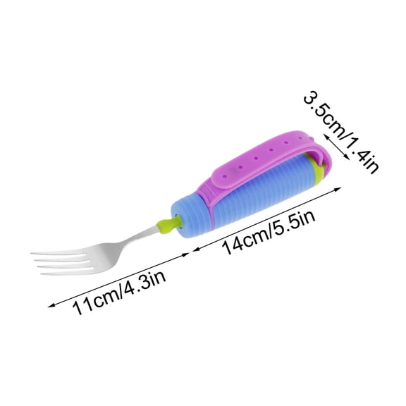 Dongrere Adaptive Fork with Non-Slip Handle and Rubber Strap, Easy Grip Utensil for Elderly and Arthritis Users, 9.8 Inch