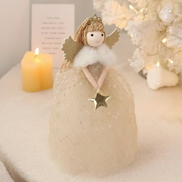 Dongrere Angel Doll Christmas Tree Topper – Gold & Gray Star Figurine for Indoor & Outdoor Holiday Decor