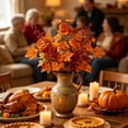thumbnail image 1 of Dongrere Artificial Fall Branch with Maple Leaf & Pumpkin, Faux Autumn Decorative Stems for Thanksgiving Halloween Mantel Home Table Decor, 23.6 Inch, C, 1 of 6