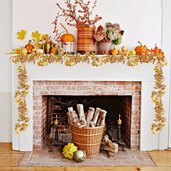 Dongrere Artificial Maple Leaves Hanging Fall Foliage Garland for Thanksgiving Farmhouse Arch Decor, 69 Inch, B