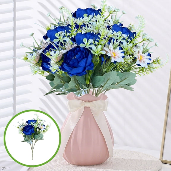 Dongrere Artificial Peony Flower Bouquet, Faux Greenery Floral, Fake Flower Bundle for Home Table Wedding Party Decor, 7