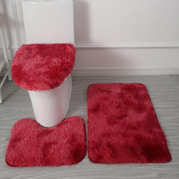 Dongrere Bathroom Rugs 3-Piece Non-Slip Bathroom Set Absorbent Microfiber Mat, Toilet Lid Cover, Washable