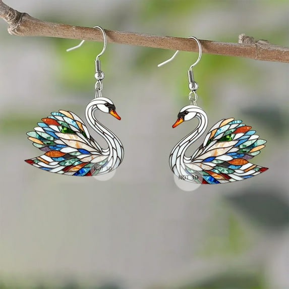 Dongrere Birds Stained Earrings Christmas Earrings for Women Lightweight Drop Earrings for Holiday & Everyday Wear