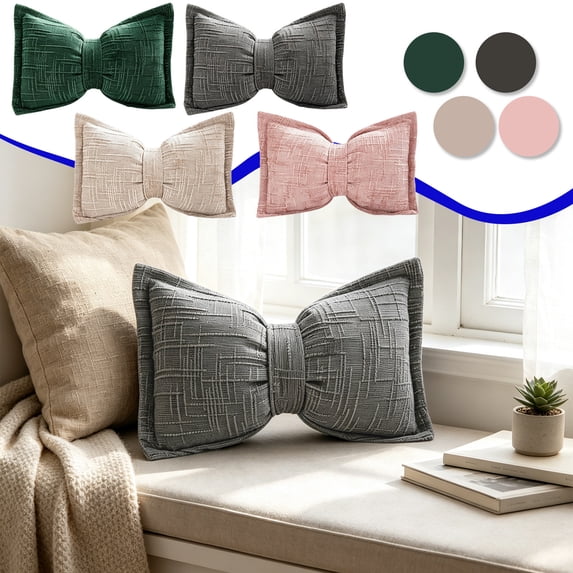Dongrere Bow Shaped Throw Pillowcase Soft Throw Pillow Cover for HotelsLiving Room Sofa Decor, 19.6x11.8 Inch, Dark Gray