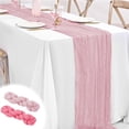 thumbnail image 1 of Dongrere Cheesecloth Table Runner Crinkled Gauze Table Runner Boho Table Runner for Wedding Shower Birthday Party Decor, 35.5x71 Inch, Pink, 1 of 6