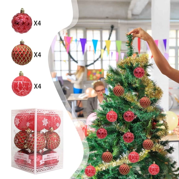 Dongrere Christmas Balls Ornaments 12-Pack Shatterproof Hanging Decor with for Tree, Wall and Mantel - Tree Ornaments for Christmas Indoor Decoration
