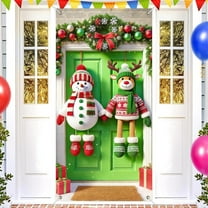 Dongrere Christmas Door Curtain for Porch Decor Waterproof Christmas Door Cover Backdrop for Home & Storefronts
