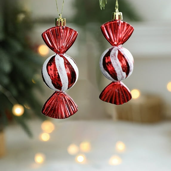 Dongrere Christmas Tree Ornament Set with Hanger Christmas Candyland Decoration for Gifting Reusable Plastic Decorations for Holiday Windows & Trees