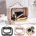 thumbnail image 1 of Dongrere Clear PVC Makeup Bag with Top Handle, Water Resistant Cosmetic Organize, Zippered Toiletry Bag Organizer for Vacation Business Travel, Pink, 1 of 9