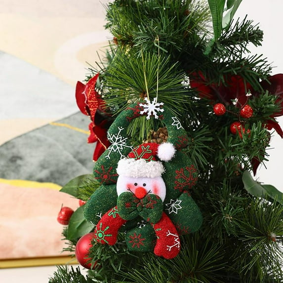 Dongrere Cloth Figurine for Candyland Christmas Decorations Fabric Christmas Ornaments: Santa & Snowman Hanging Pendants for Tree & Home Decor