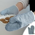 thumbnail image 1 of Dongrere Cotton Oven Mitts with Hanging Loop, Reusable Heat Resistant Oven Gloves for Baking Cooking Kitchen, 10.2x7.5 Inch, Blue, 1 of 6