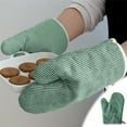 thumbnail image 1 of Dongrere Cotton Oven Mitts with Hanging Loop, Reusable Heat Resistant Oven Gloves for Baking Cooking Kitchen, 10.2x7.5 Inch, Green, 1 of 6
