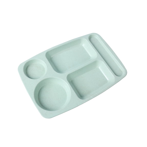 Dongrere Divided Food Plate with 5 Compartments, Reusable Plastic Meal Plate Dinner Plate for Home Restaurant, 13.6x9.2 Inch, Green