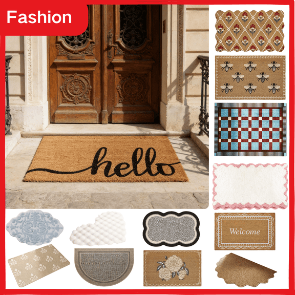 Dongrere Door Mat - Non-Slip Coconut Fiber Surface Welcome Mat Heavy-Duty Doormat Area Mat for Home Entryway Floor Decoration, 31.5x20 Inch