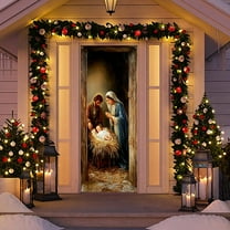 Dongrere Easy-Install Christmas Cover Color-printed Christmas Door Fabric Washable Christmas Photobooth Backdrop for Hallways, Stores & Parties