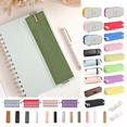 thumbnail image 1 of Dongrere Elastic Pen Holder for Notebook, Leather Pen Holder with Stretchable Band & Zipper for Office Supplies, 7.6x1.9 Inch, Green, 1 of 7