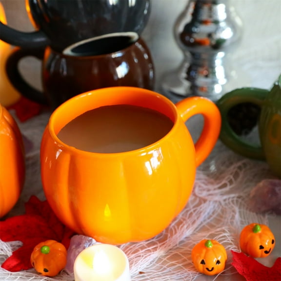 Dongrere Fall Cups Pumpkin Mug Ceramic Drinking Cup for Fall Drinks, Halloween Decor, or Gifts for Friend